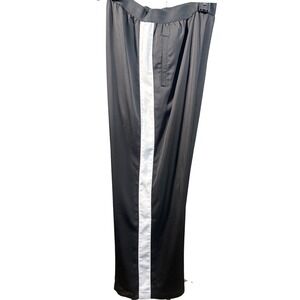 Karl Lagerfeld Paris Black Satin Tuxedo Stripe Wide Leg Pants Size M